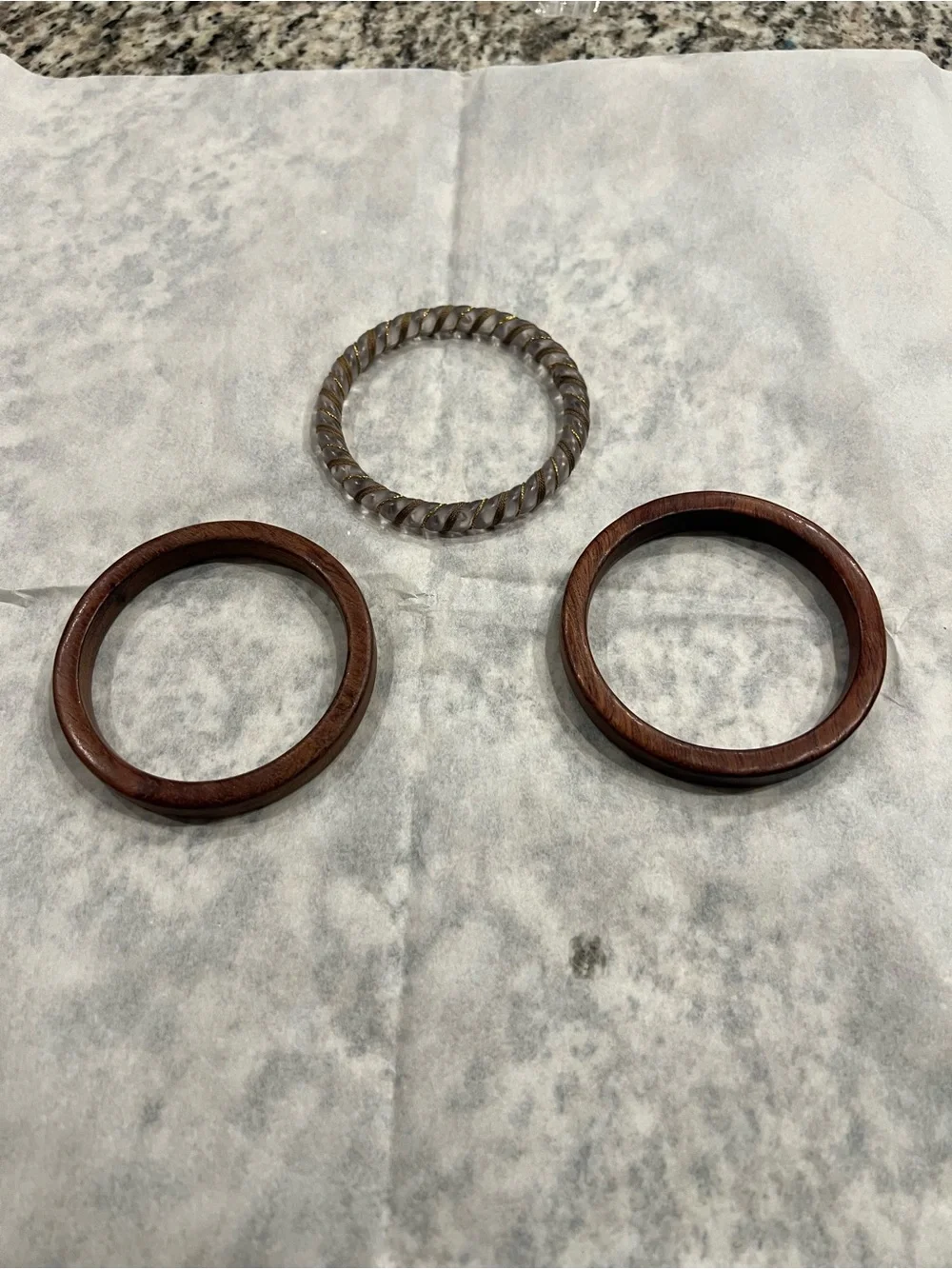 Set of Three Bangle Bracelets - Wood and Tortoiseshell